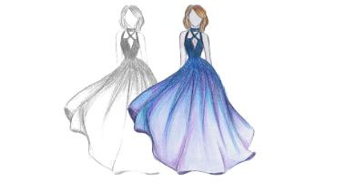 45 min Fashion Sketching Lesson - Royal Blue by LEARN Anytime Anywhere